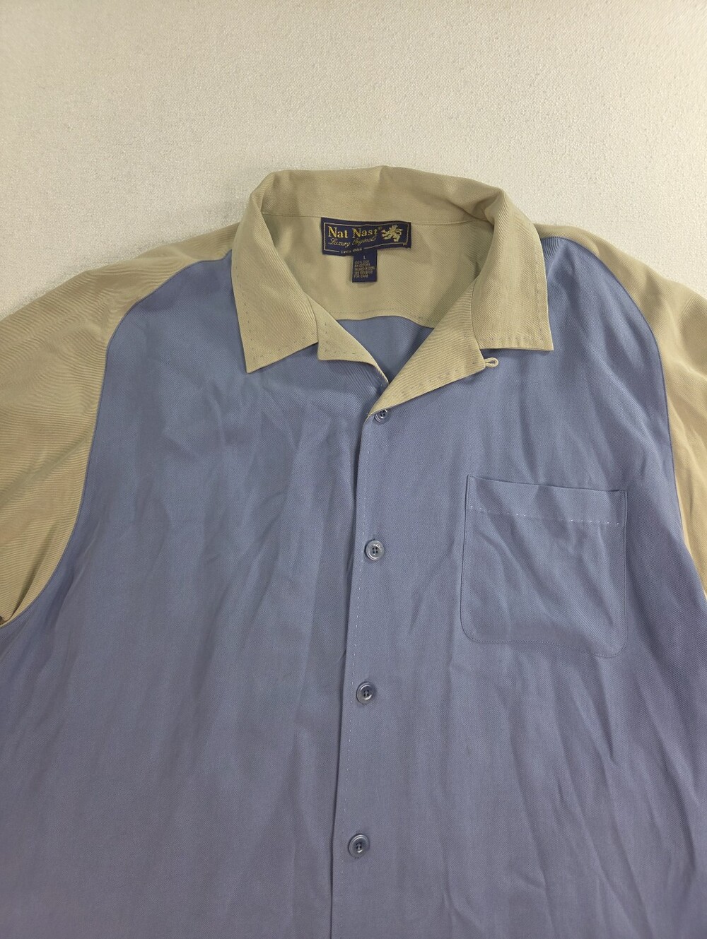 Nat Nast Silk Colorblock Shirt Men’s Large - Picture 2 of 6